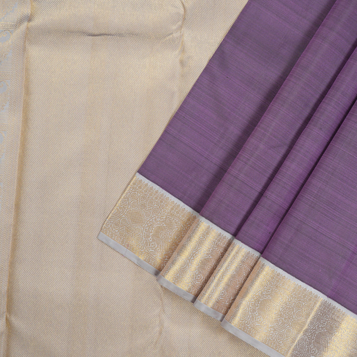 Hayagrivas Handloom Pure Kanjivaram Silk Saree in Lustrous Lavender KBE558F2-2