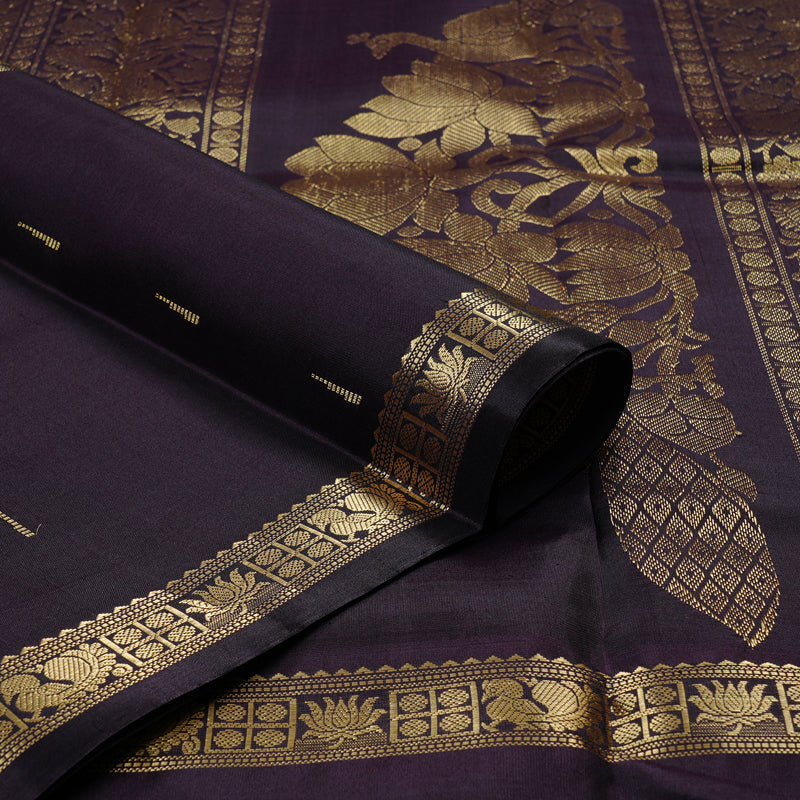 Hayagrivas Dark Plum Purple Handloom Kanjivaram Silk Saree KBE55D3-2