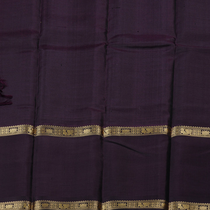 Hayagrivas Dark Plum Purple Handloom Kanjivaram Silk Saree KBE55D3-2