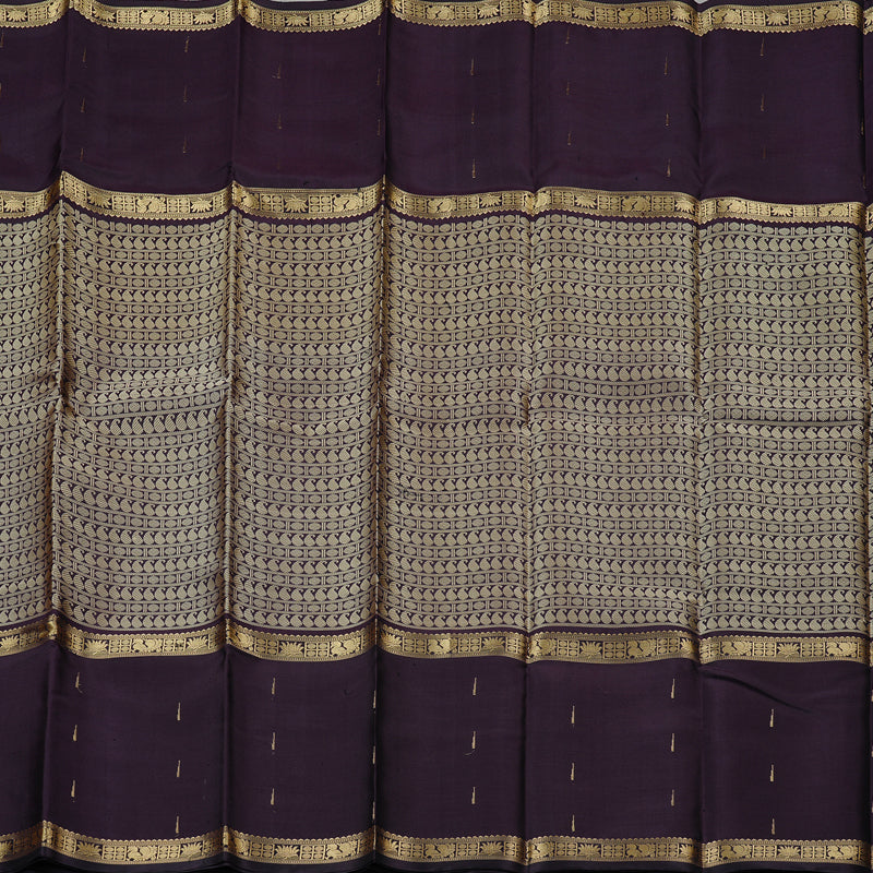 Hayagrivas Dark Plum Purple Handloom Kanjivaram Silk Saree KBE55D3-2