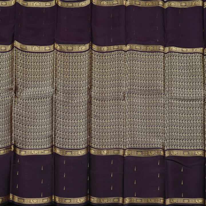 Hayagrivas Dark Plum Purple Handloom Kanjivaram Silk Saree KBE55D3-2