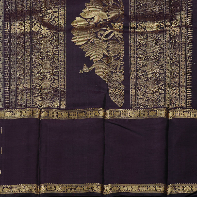 Hayagrivas Dark Plum Purple Handloom Kanjivaram Silk Saree KBE55D3-2