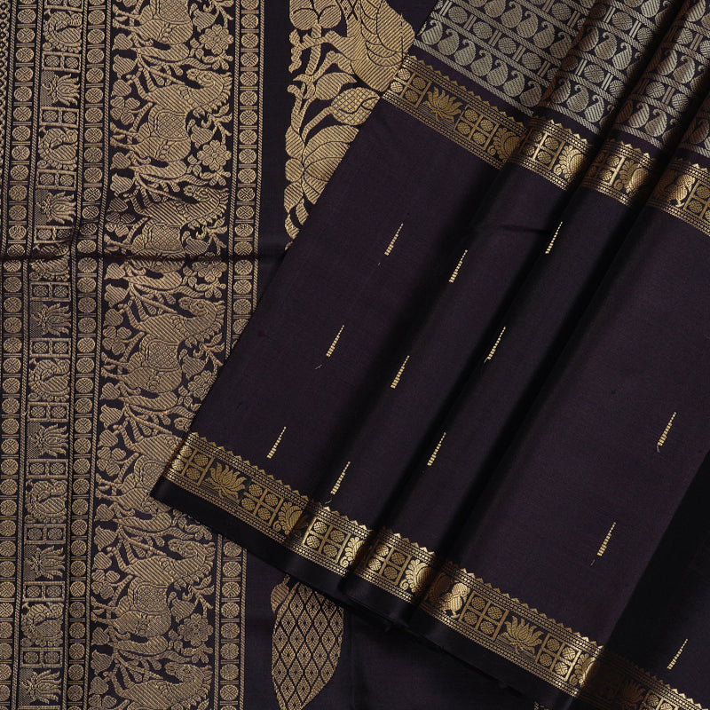 Hayagrivas Dark Plum Purple Handloom Kanjivaram Silk Saree KBE55D3-2