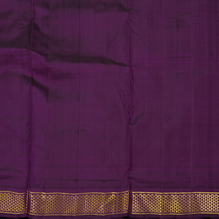 Hayagrivas Handloom Sandal Ten Yards Kanjivaram Silk Saree with Deep Violet Border KBE561F12-4