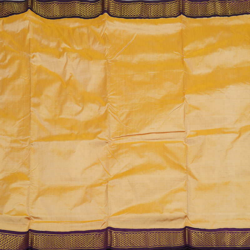 Hayagrivas Handloom Sandal Ten Yards Kanjivaram Silk Saree with Deep Violet Border KBE561F12-4