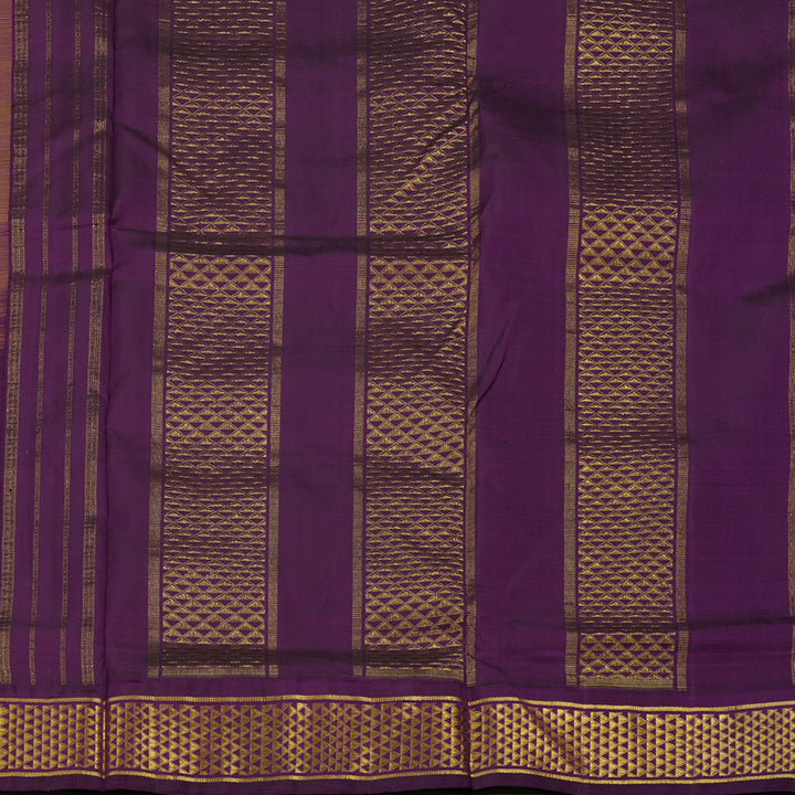 Hayagrivas Handloom Sandal Ten Yards Kanjivaram Silk Saree with Deep Violet Border KBE561F12-4