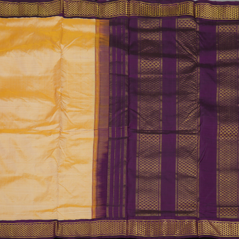 Hayagrivas Handloom Sandal Ten Yards Kanjivaram Silk Saree with Deep Violet Border KBE561F12-4