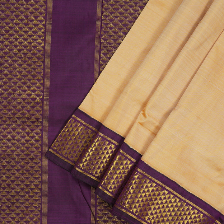 Hayagrivas Handloom Sandal Ten Yards Kanjivaram Silk Saree with Deep Violet Border KBE561F12-4