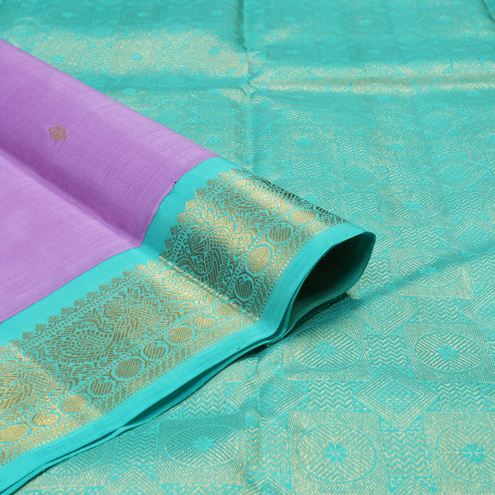 Hayagrivas Handloom Pure Kanjivaram Silk Saree in Dreamy Lavender KBE561F5-1