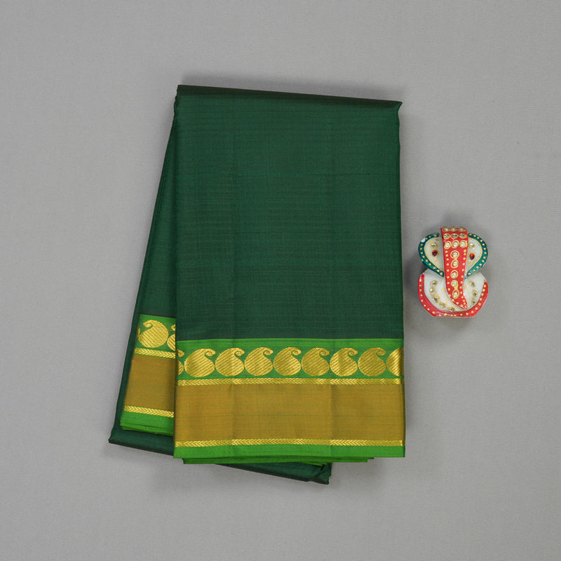 Hayagrivas Handloom Pure Kanjivaram Silk Saree in Striking Bottle Green KBE563F1-30