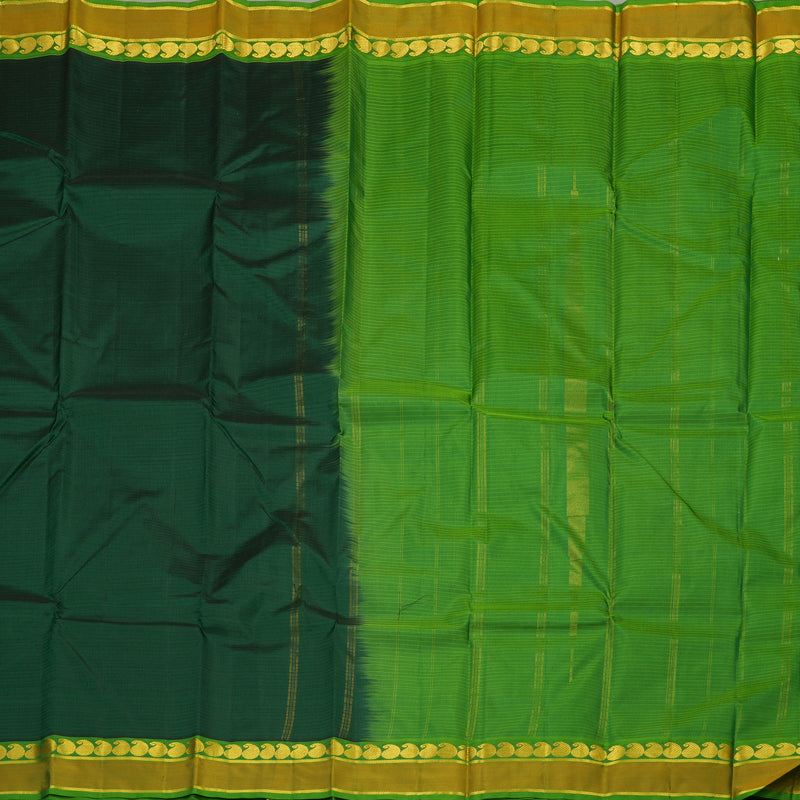 Hayagrivas Handloom Pure Kanjivaram Silk Saree in Striking Bottle Green KBE563F1-30