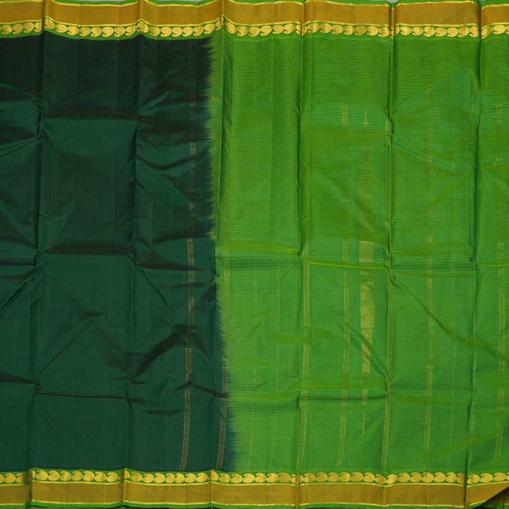 Hayagrivas Handloom Pure Kanjivaram Silk Saree in Striking Bottle Green KBE563F1-30