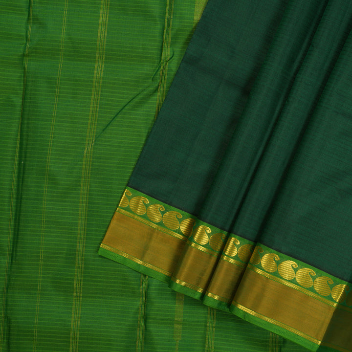 Hayagrivas Handloom Pure Kanjivaram Silk Saree in Striking Bottle Green KBE563F1-30