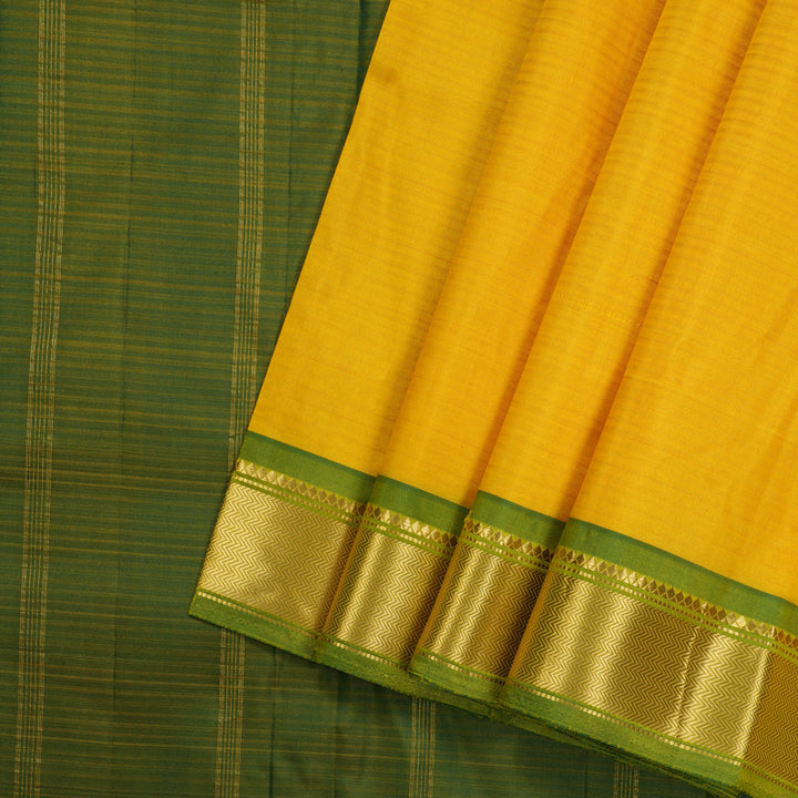 Hayagrivas Handloom Pure Kanjivaram Silk Saree in Sunlit Yellow KBE564F1-29