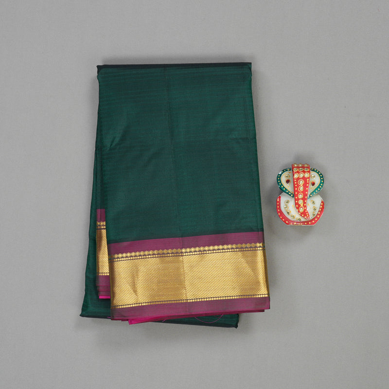 Hayagrivas Handloom Pure Kanjivaram Silk Saree in Refreshing Bottle Green KBE564F1-31