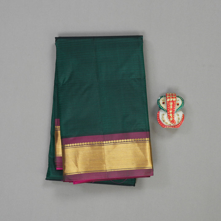 Hayagrivas Handloom Pure Kanjivaram Silk Saree in Refreshing Bottle Green KBE564F1-31