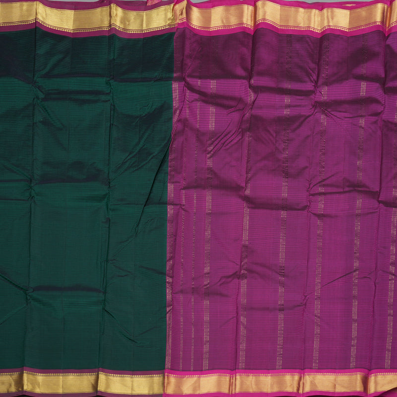 Hayagrivas Handloom Pure Kanjivaram Silk Saree in Refreshing Bottle Green KBE564F1-31