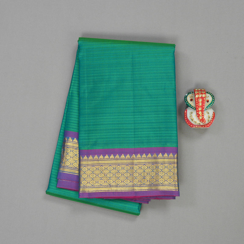Hayagrivas Handloom Pure Kanjivaram Silk Saree in Ornate Sea Blue KBE564F1-35