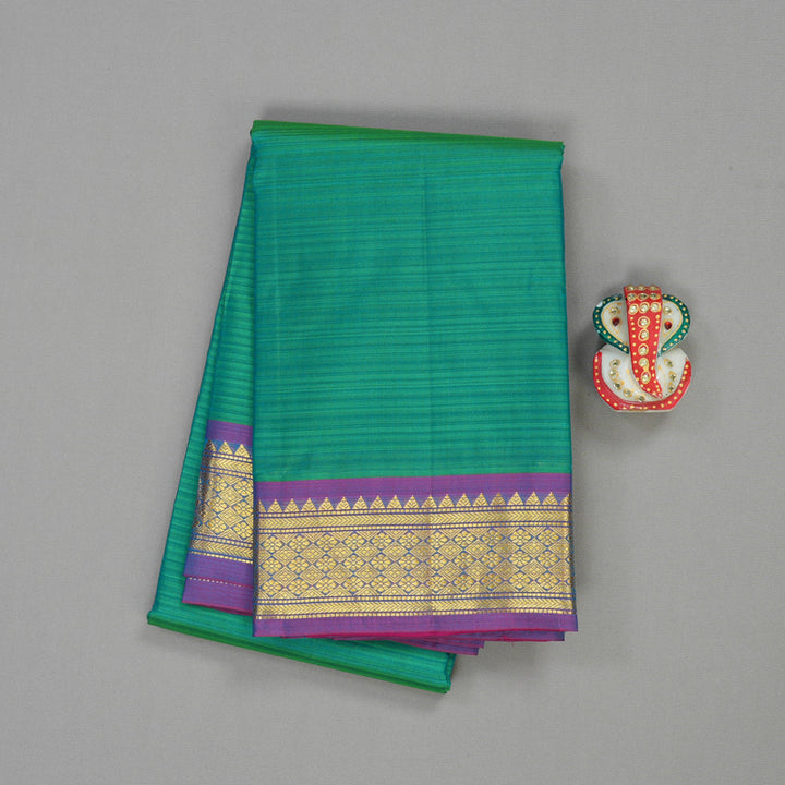 Hayagrivas Handloom Pure Kanjivaram Silk Saree in Ornate Sea Blue KBE564F1-35