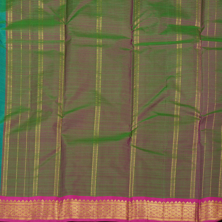 Hayagrivas Handloom Pure Kanjivaram Silk Saree in Ornate Sea Blue KBE564F1-35