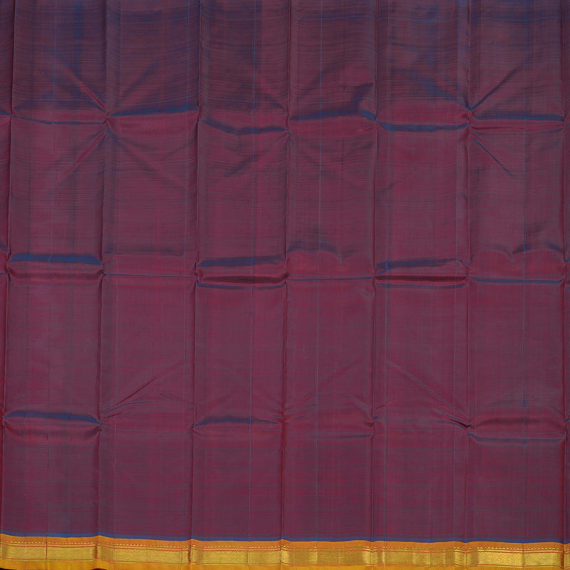 Hayagrivas Handloom Dual Tone (Wine & Blue) Kanjivaram Silk Saree with Orange Border KBE565F1-3