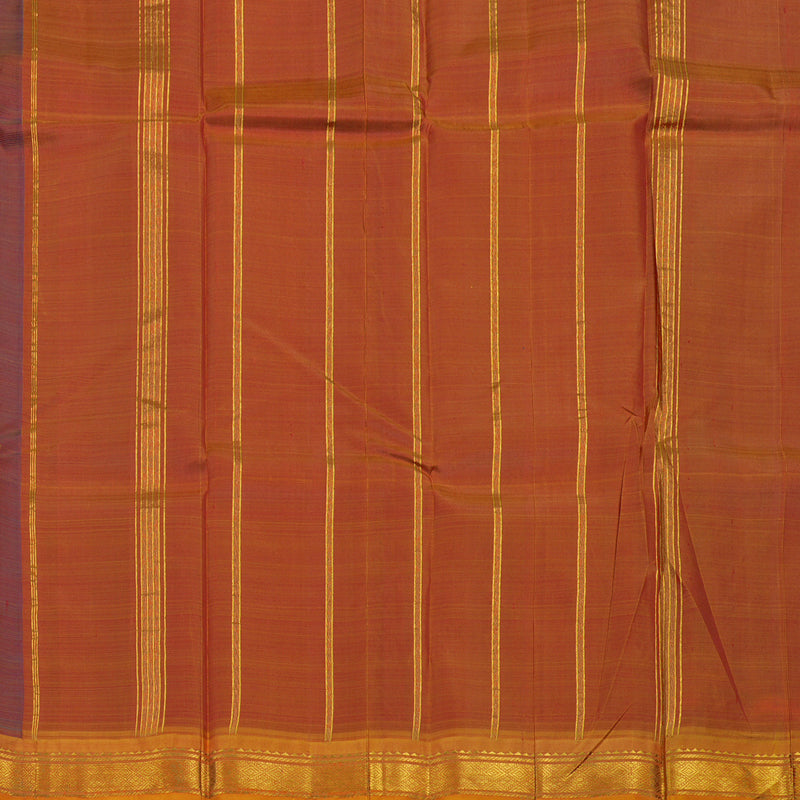 Hayagrivas Handloom Dual Tone (Wine & Blue) Kanjivaram Silk Saree with Orange Border KBE565F1-3