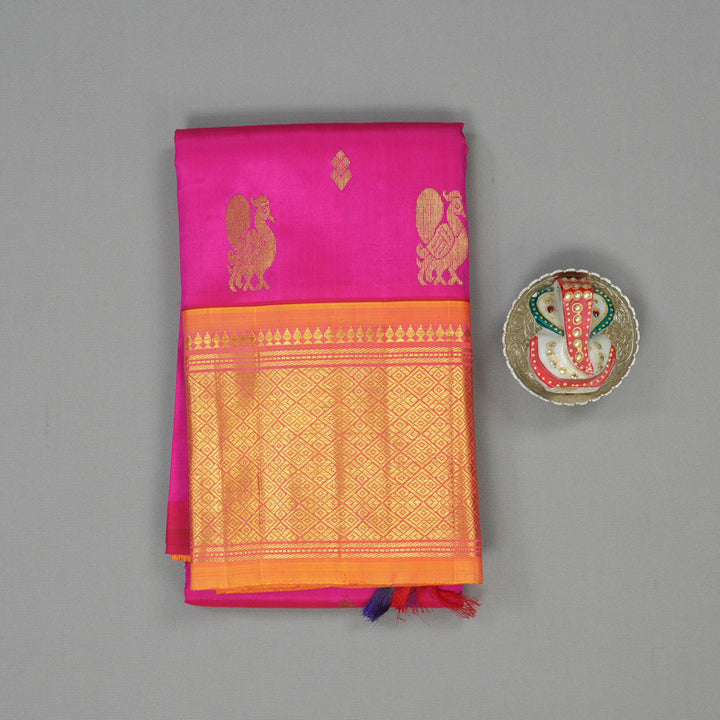 Hayagrivas Rani Pink Pure One-sided Border Kanjivaram Silk saree KBE565F11-4