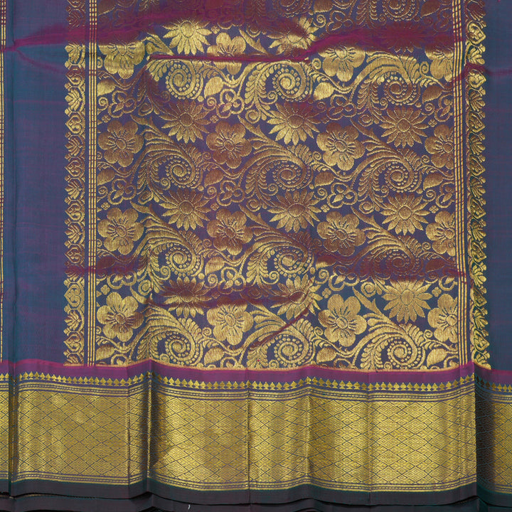 Hayagrivas Handloom Mayilkazhuthu Kanjivaram Silk Saree with Wine Purple Border KBE565F11-5