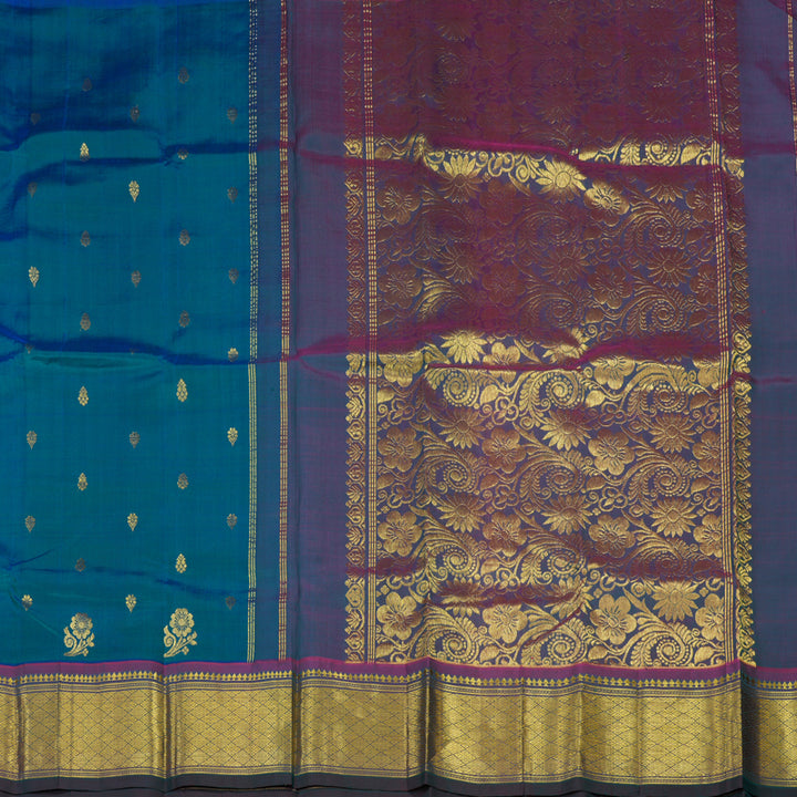 Hayagrivas Handloom Mayilkazhuthu Kanjivaram Silk Saree with Wine Purple Border KBE565F11-5