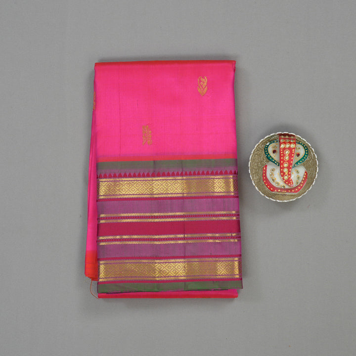 Hayagrivas Handloom Rani Pink Kanjivaram Silk Saree with Manthalir Border KBE565F8-2