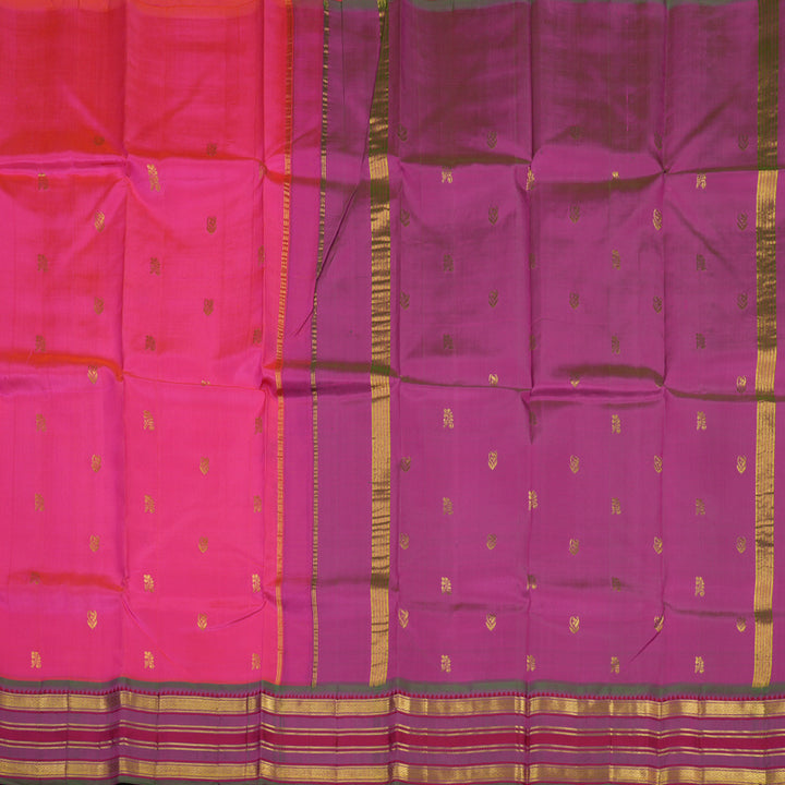 Hayagrivas Handloom Rani Pink Kanjivaram Silk Saree with Manthalir Border KBE565F8-2