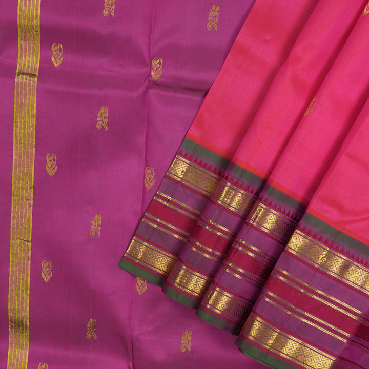 Hayagrivas Handloom Rani Pink Kanjivaram Silk Saree with Manthalir Border KBE565F8-2