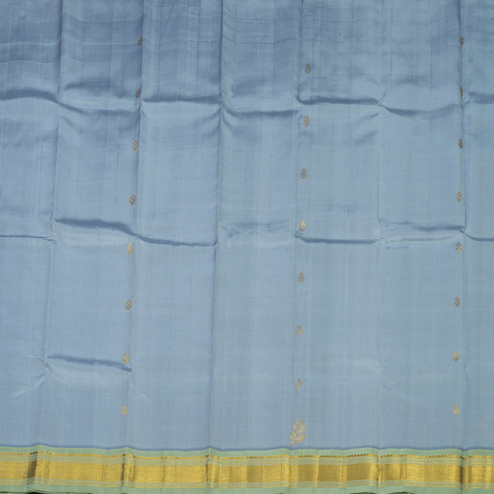 Hayagrivas Handloom Bluish Grey Kanjivaram Silk Saree with Light Green Border KBE565F9-6