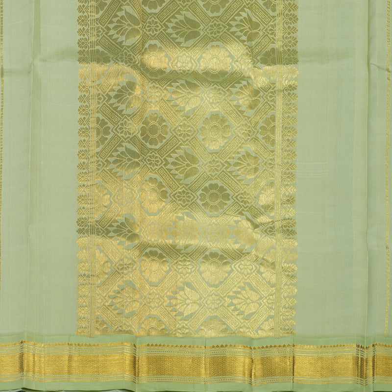 Hayagrivas Handloom Bluish Grey Kanjivaram Silk Saree with Light Green Border KBE565F9-6
