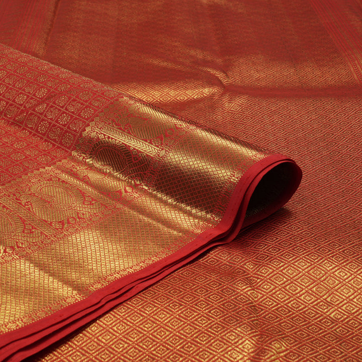 Hayagrivas Handloom Red Kanjivaram Silk Saree KBE566F1-1