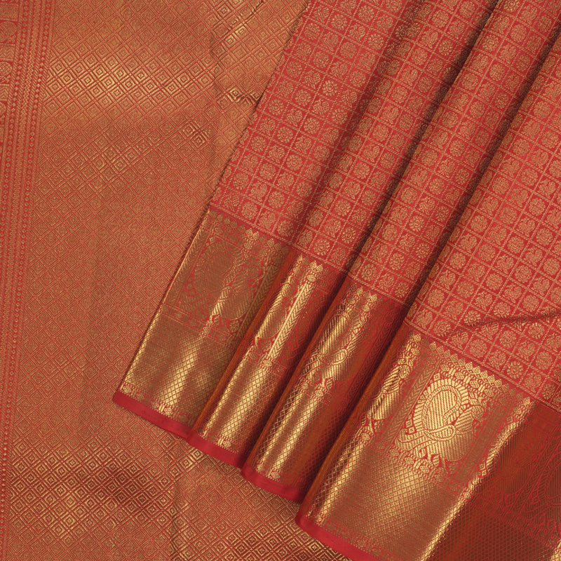 Hayagrivas Handloom Red Kanjivaram Silk Saree KBE566F1-1