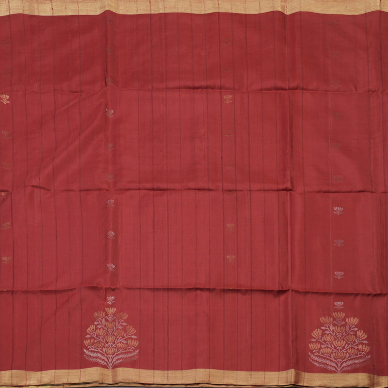 Hayagrivas Handloom Pure Soft Silk saree in Delicate Maroon with Ivory KBE56D5-1