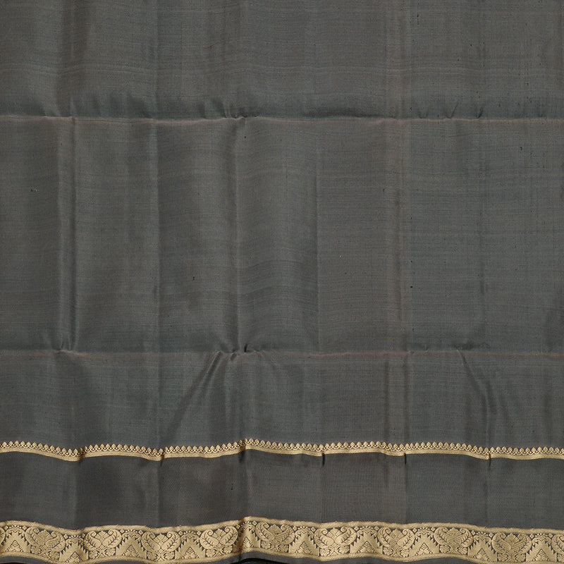 Hayagrivas Burnt Orange Handloom Soft Silk Saree with Dark Grey Border KBE56D8-1