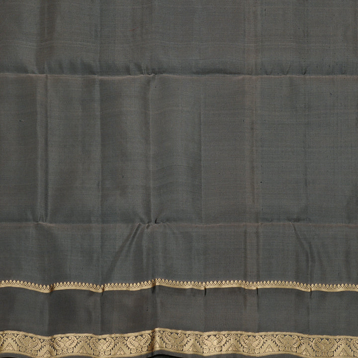 Hayagrivas Burnt Orange Handloom Soft Silk Saree with Dark Grey Border KBE56D8-1