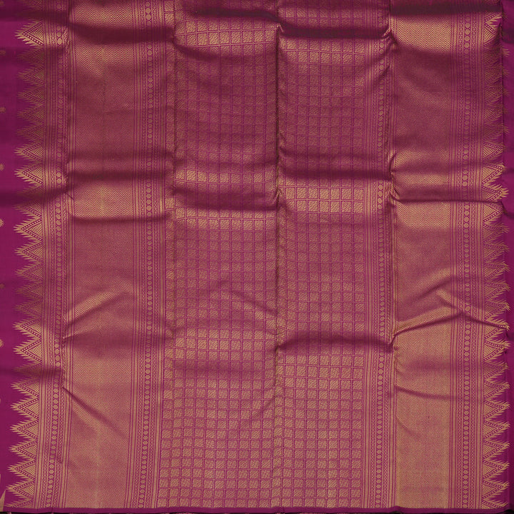 Hayagrivas Handloom Pure Kanjivaram Silk Saree in Luxurious Dark Purple KBE570F8-2