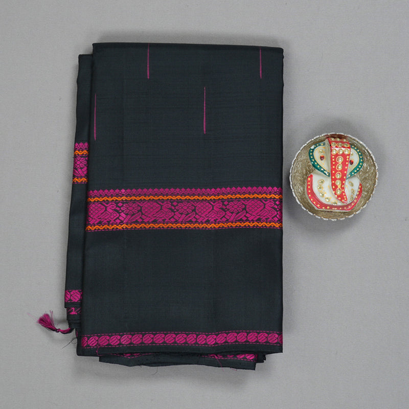 Hayagrivas Handloom Black Kanjivaram Silk Saree KBE576F14-1