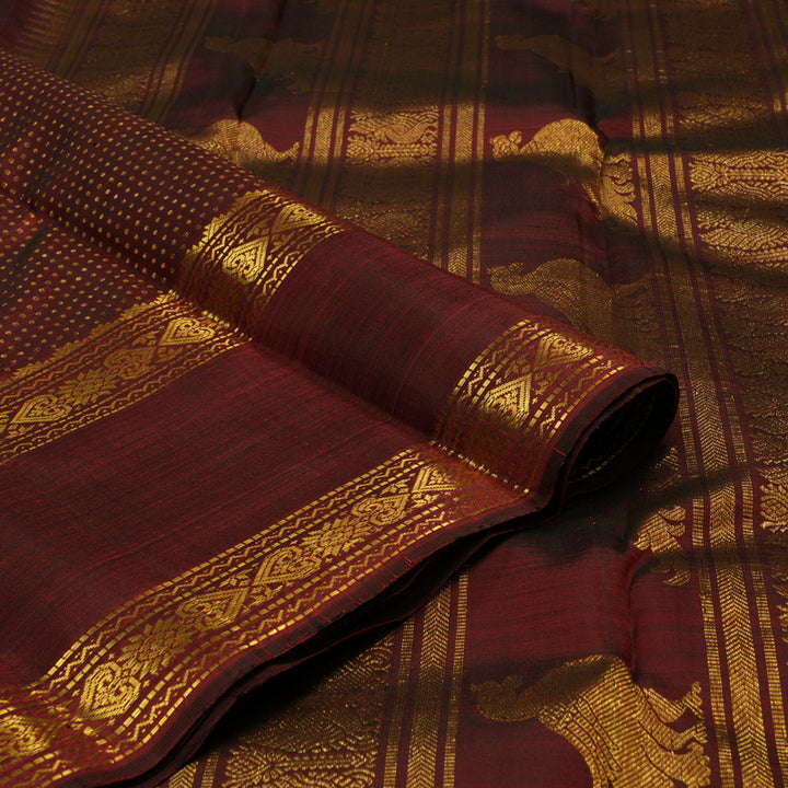 Hayagrivas Handloom Araku Maroon Kanjivaram Silk Saree KBE576F15-1