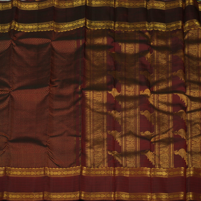 Hayagrivas Handloom Araku Maroon Kanjivaram Silk Saree KBE576F15-1