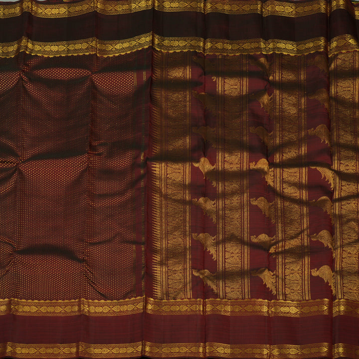 Hayagrivas Handloom Araku Maroon Kanjivaram Silk Saree KBE576F15-1