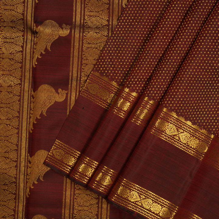 Hayagrivas Handloom Araku Maroon Kanjivaram Silk Saree KBE576F15-1