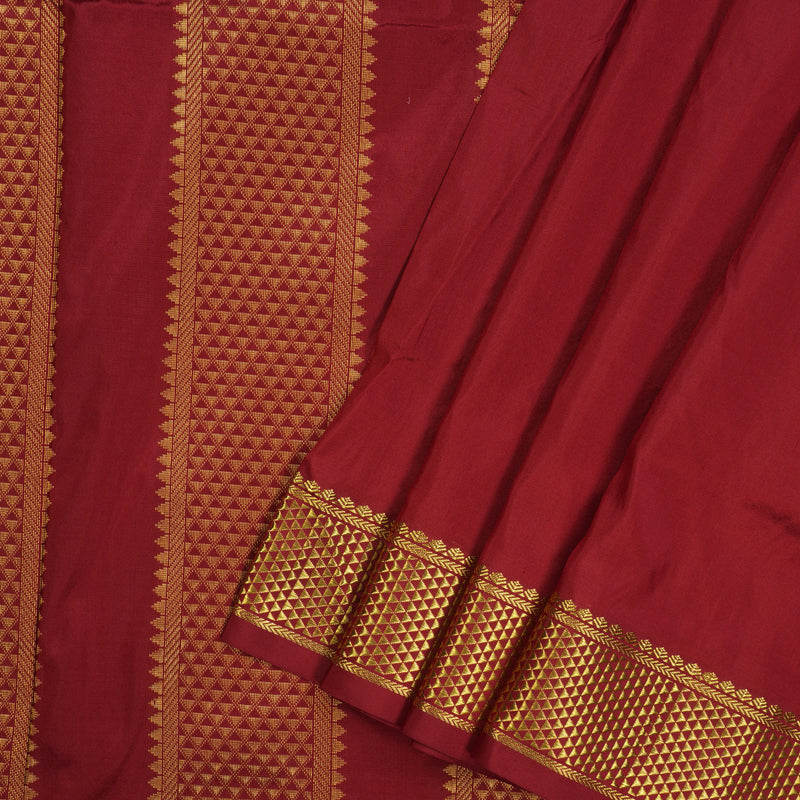 Hayagrivas Handloom Red Ten Yards Silk Madisar KBE577F2-6