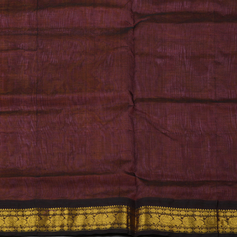 Hayagrivas Handloom Pure Silk Cotton Saree in Light Orangish Pink with Dark Brown KBE578F4-3