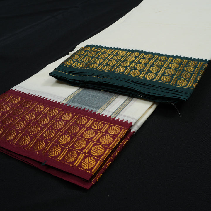 Hayagrivas Cotton Dhoti 9*5 with Ganga Jamuna Rudraksham border KBE579F1-18