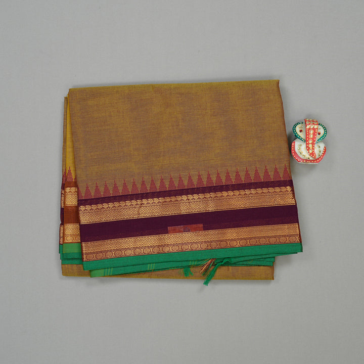 Hayagrivas Handloom Pure Cotton Saree in Earthy Mustard Yellow KBE57D1-13