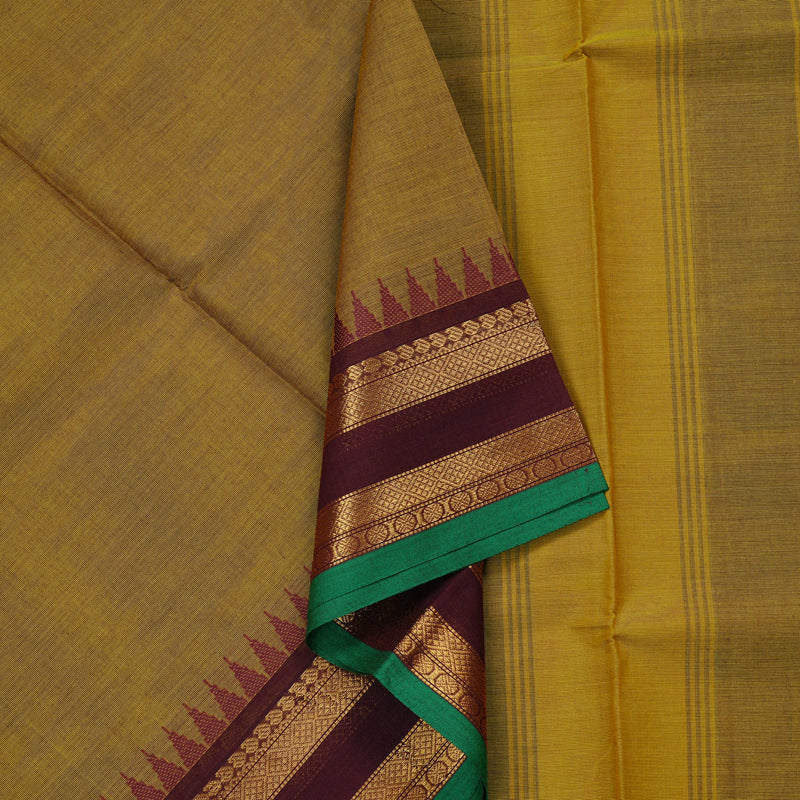Hayagrivas Handloom Pure Cotton Saree in Earthy Mustard Yellow KBE57D1-13